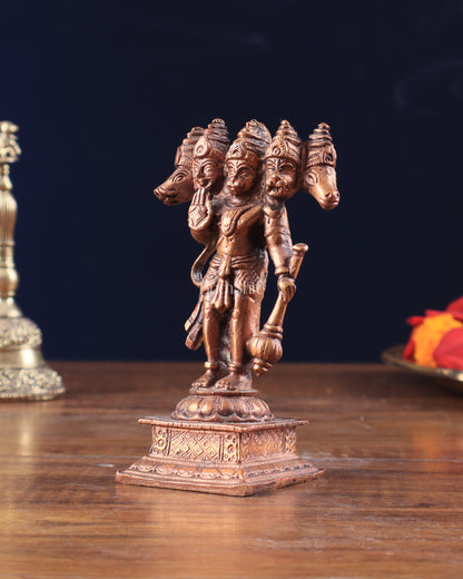 Pure Copper Standing Panchmukhi Hanuman Idol 4.5"