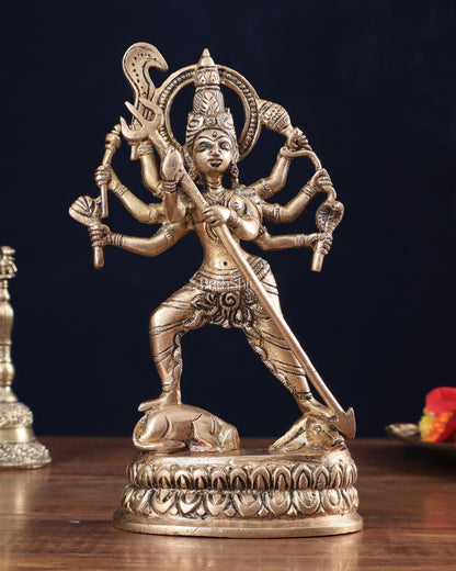 Pure Brass Mahishasur Mardini Durga Idol 8"