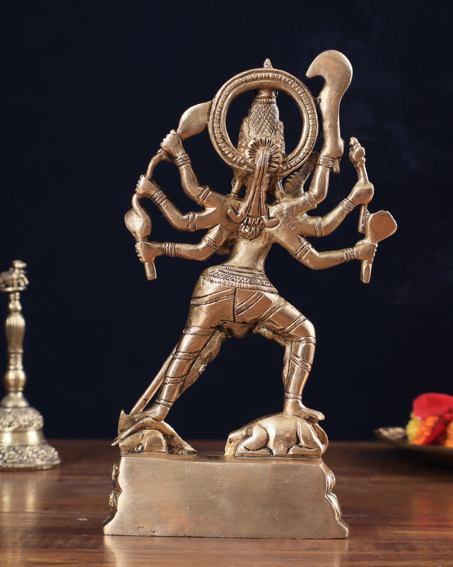 Pure Brass Mahishasur Mardini Durga Idol 8"