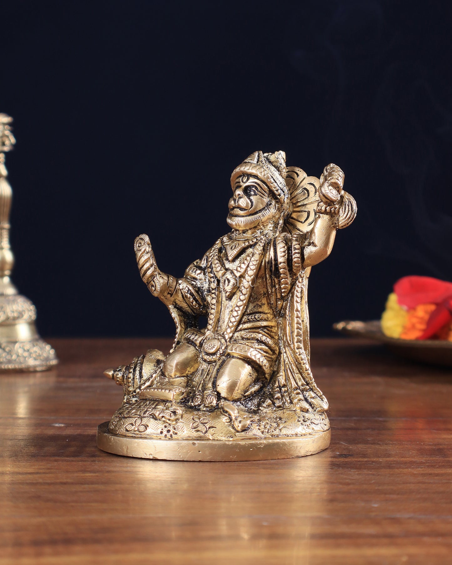 Pure Brass Bhajan Hanuman Idol 4.5"