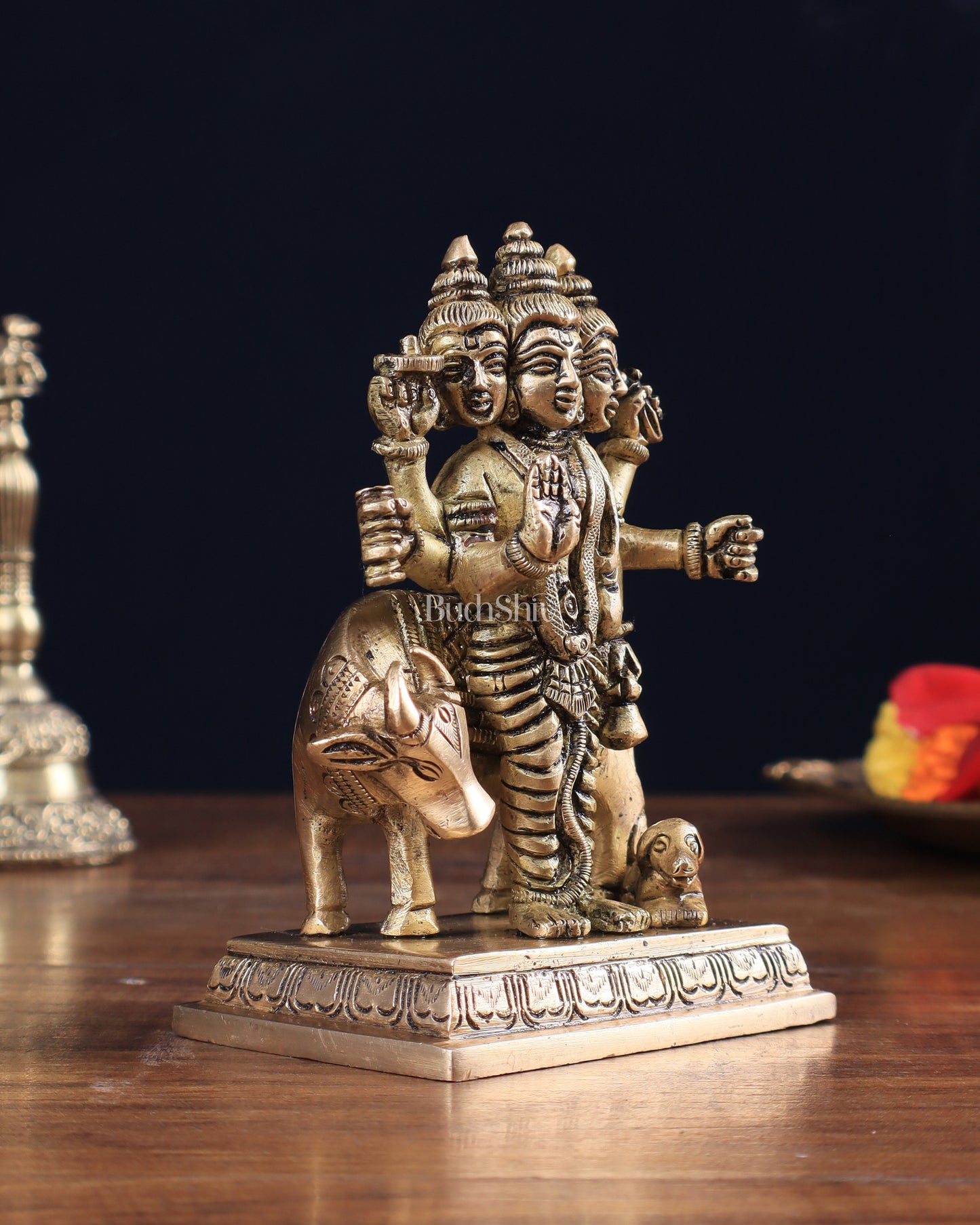 Brass Dattatreya with Dog Idol