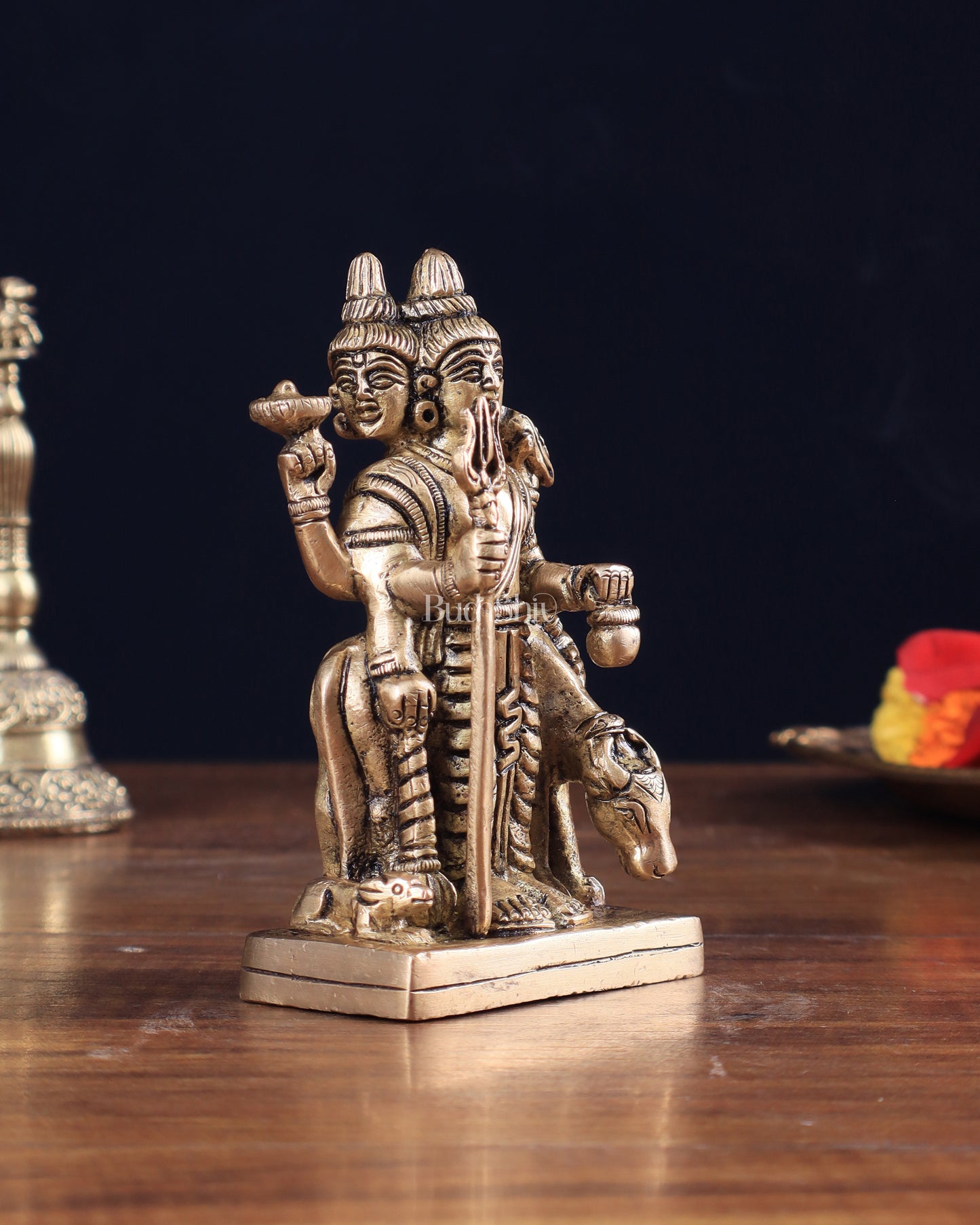 Brass Dattatreya with Dog Idol 4.5"