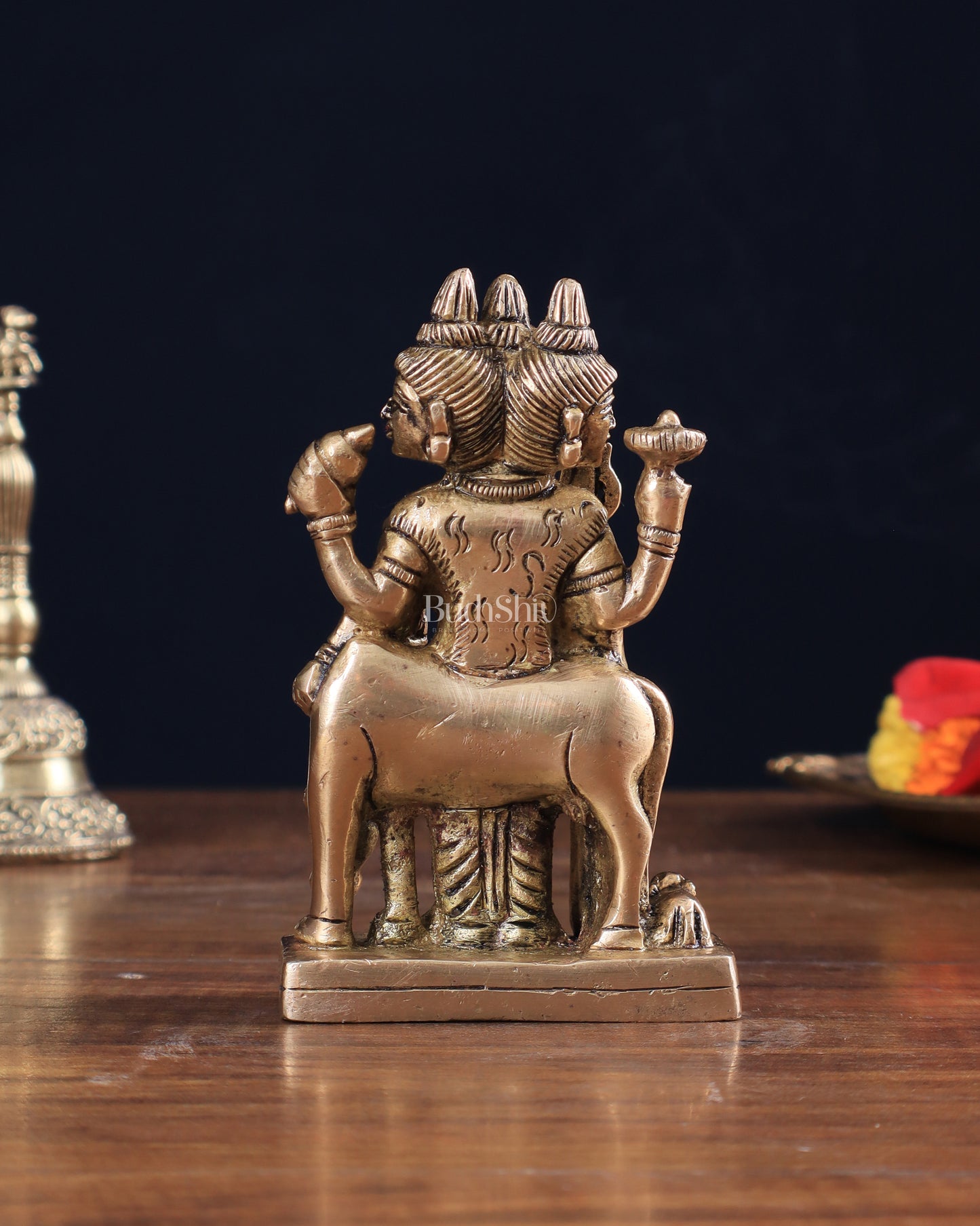 Brass Dattatreya with Dog Idol 4.5"