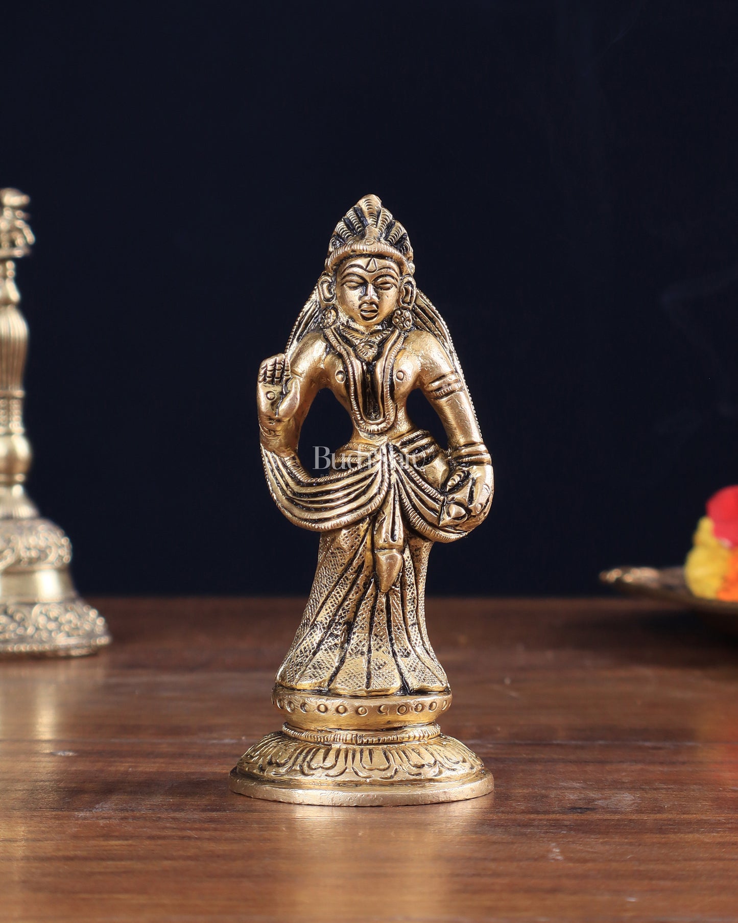 Pure Brass Small Radha Idol 4.2"