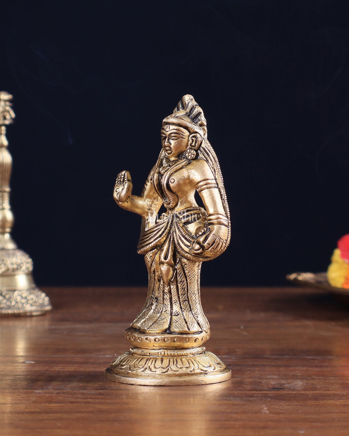 Pure Brass Small Radha Idol 4.2"