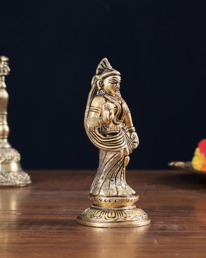 Pure Brass Small Radha Idol 4.2"