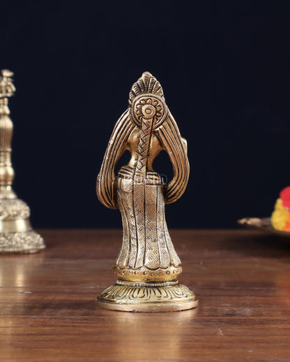 Pure Brass Small Radha Idol 4.2"