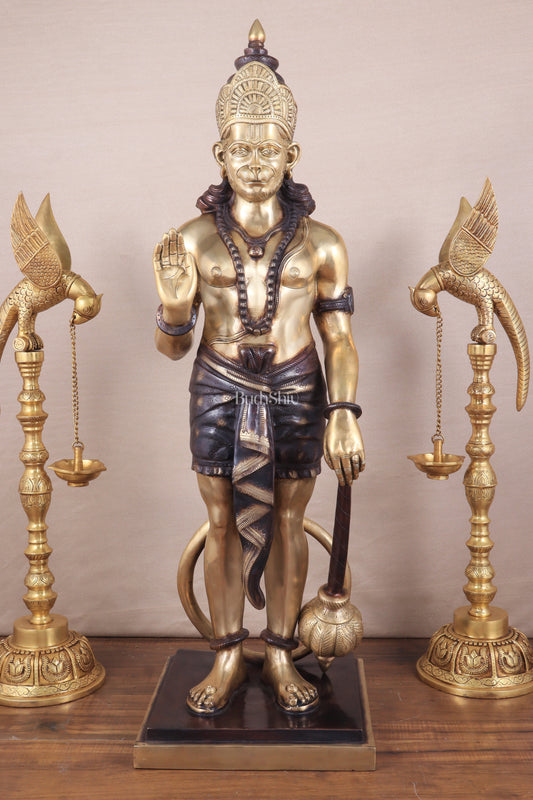 Pure Superfine Brass Large Standing Hanuman Statue 38"