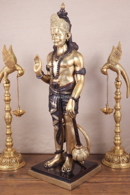 Pure Superfine Brass Large Standing Hanuman Statue 38"