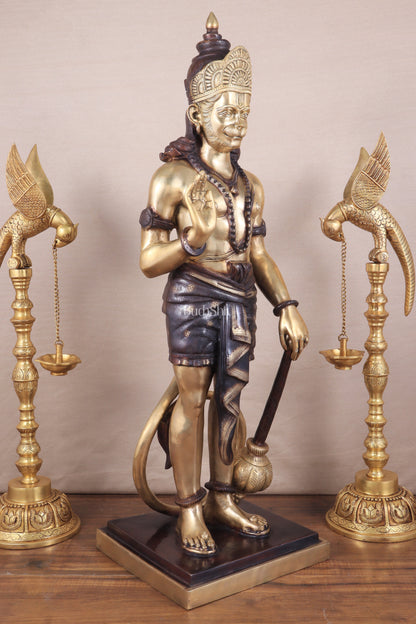 Pure Superfine Brass Large Standing Hanuman Statue 38"