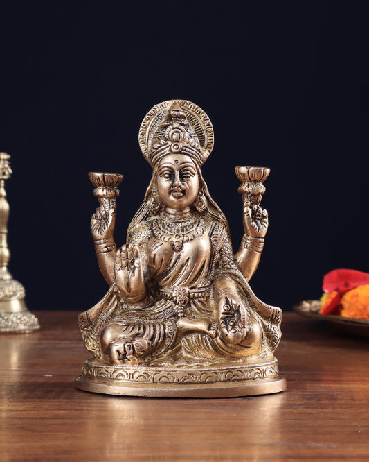 Pure Brass Lakshmi statue 6"