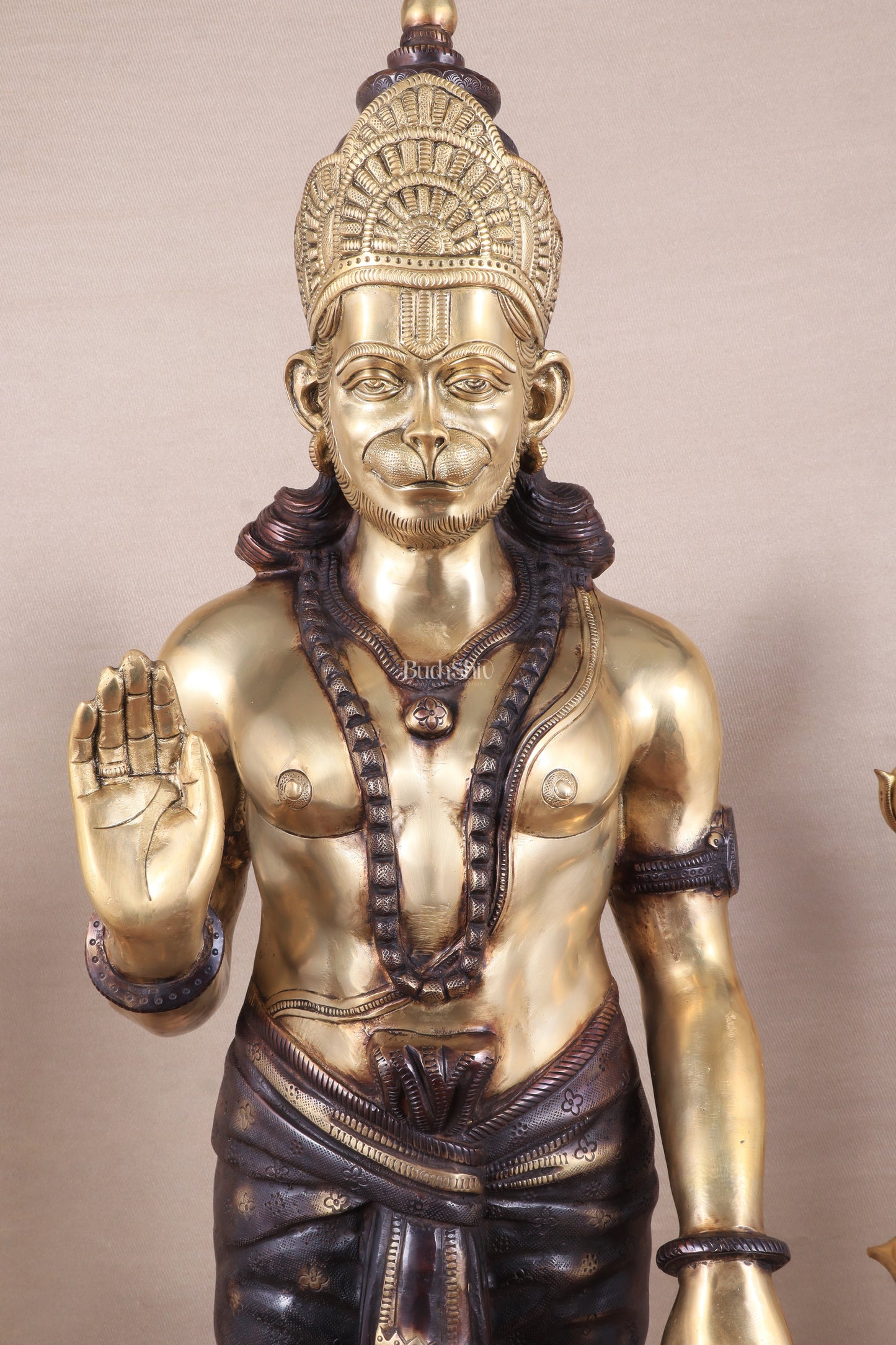 Pure Superfine Brass Large Standing Hanuman Statue 38"