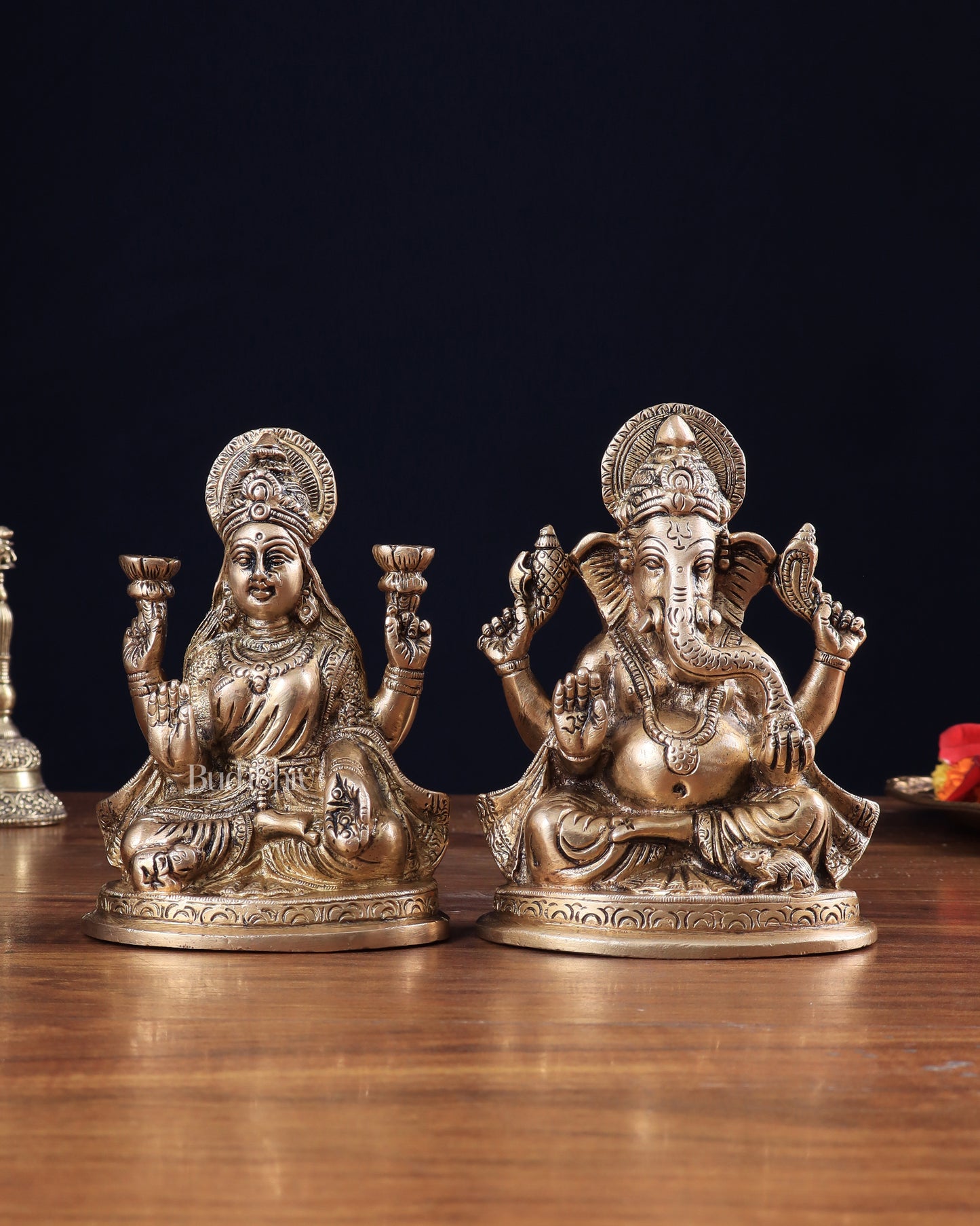 Pure Brass Ganesha Lakshmi idols Set 6"