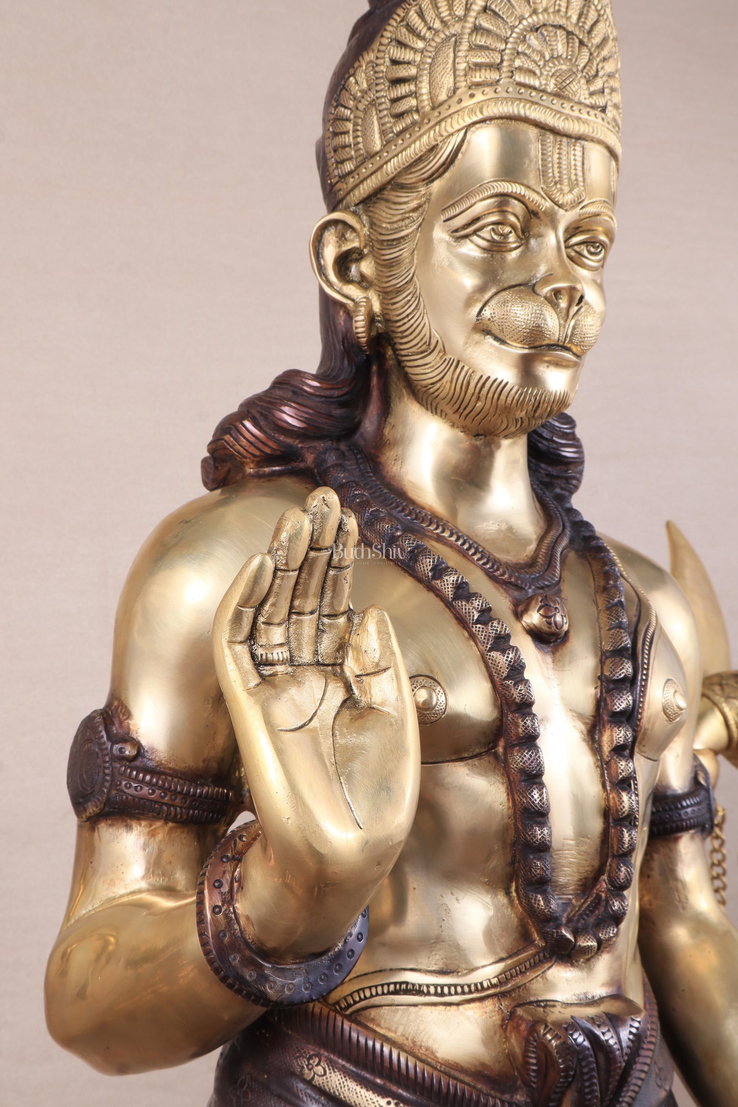 Pure Superfine Brass Large Standing Hanuman Statue 38"