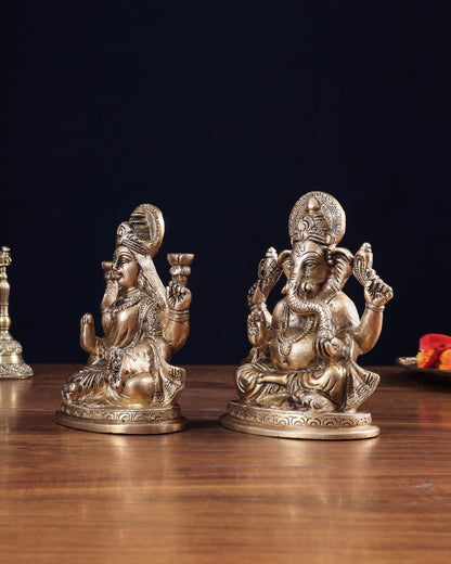 Pure Brass Ganesha Lakshmi idols Set 6"