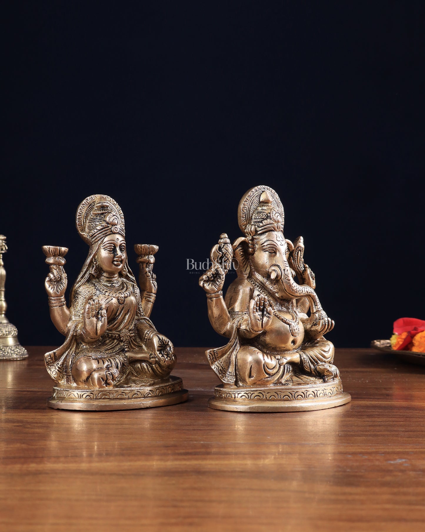 Pure Brass Ganesha Lakshmi idols Set 6"