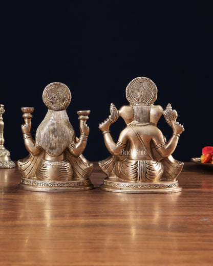 Pure Brass Ganesha Lakshmi idols Set 6"