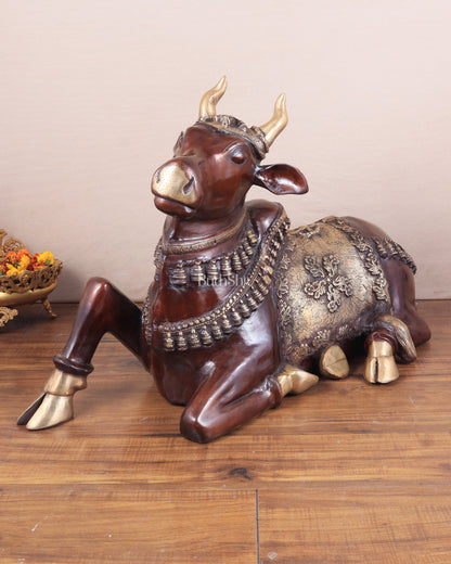 Brass Large Nandi statue 33" glossy brown