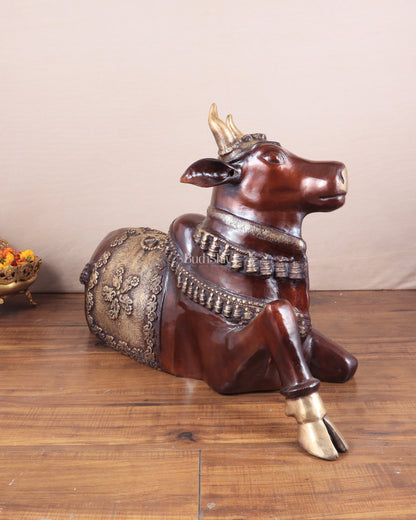 Brass Large Nandi statue 33" glossy brown