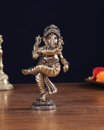 Brass Superfine Dancing Ganesha Idol 6 inch