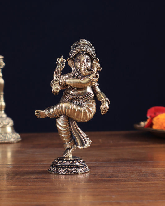 Brass Superfine Dancing Ganesha Idol 6 inch