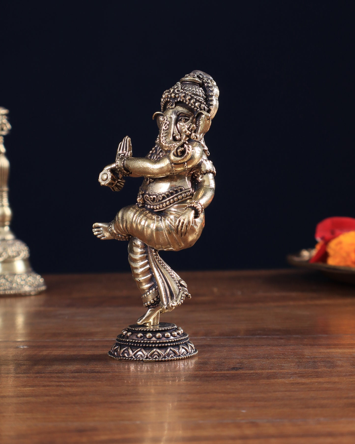 Brass Superfine Dancing Ganesha Idol 6 inch