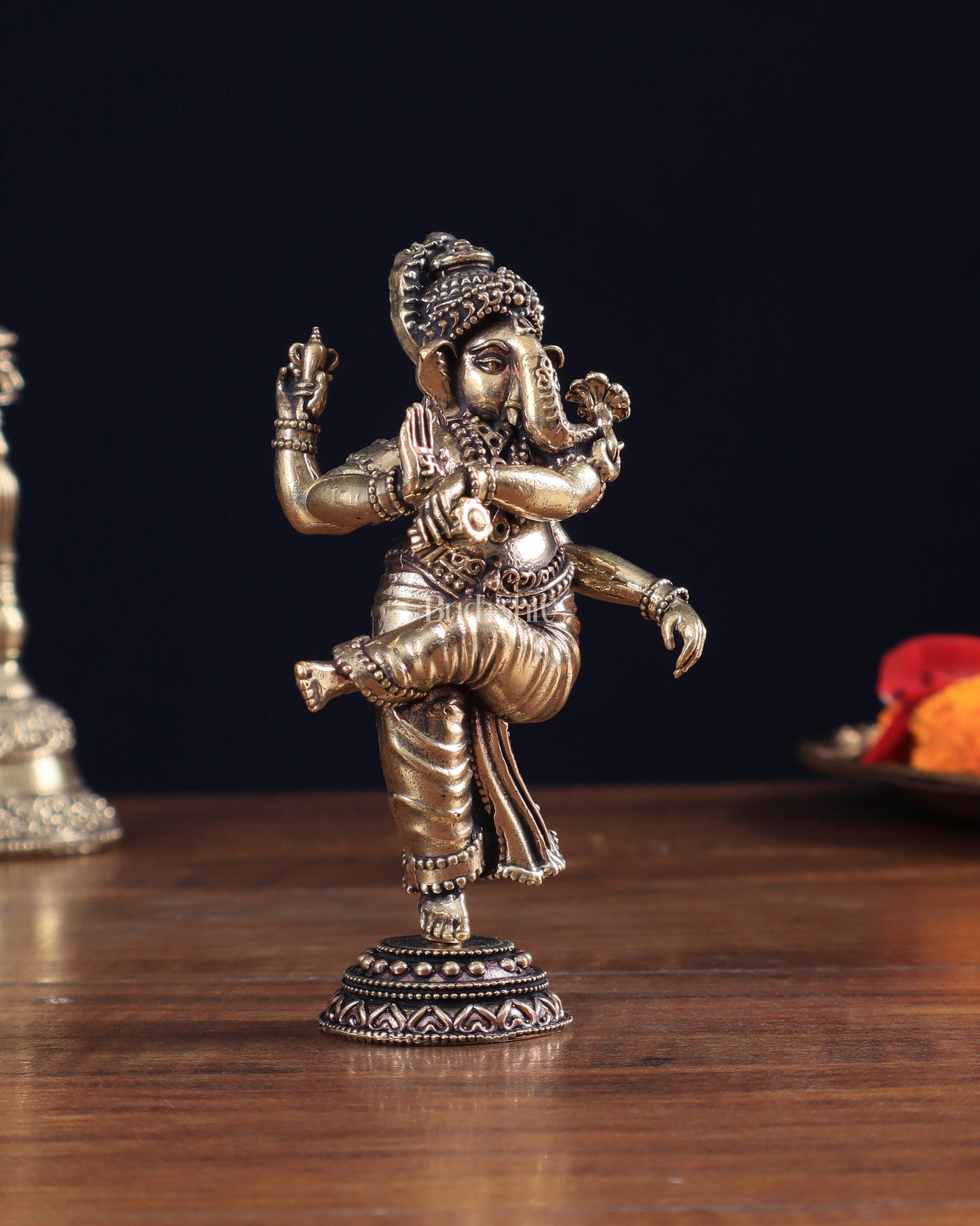 Brass Superfine Dancing Ganesha Idol 6 inch