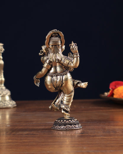 Brass Superfine Dancing Ganesha Idol 6 inch