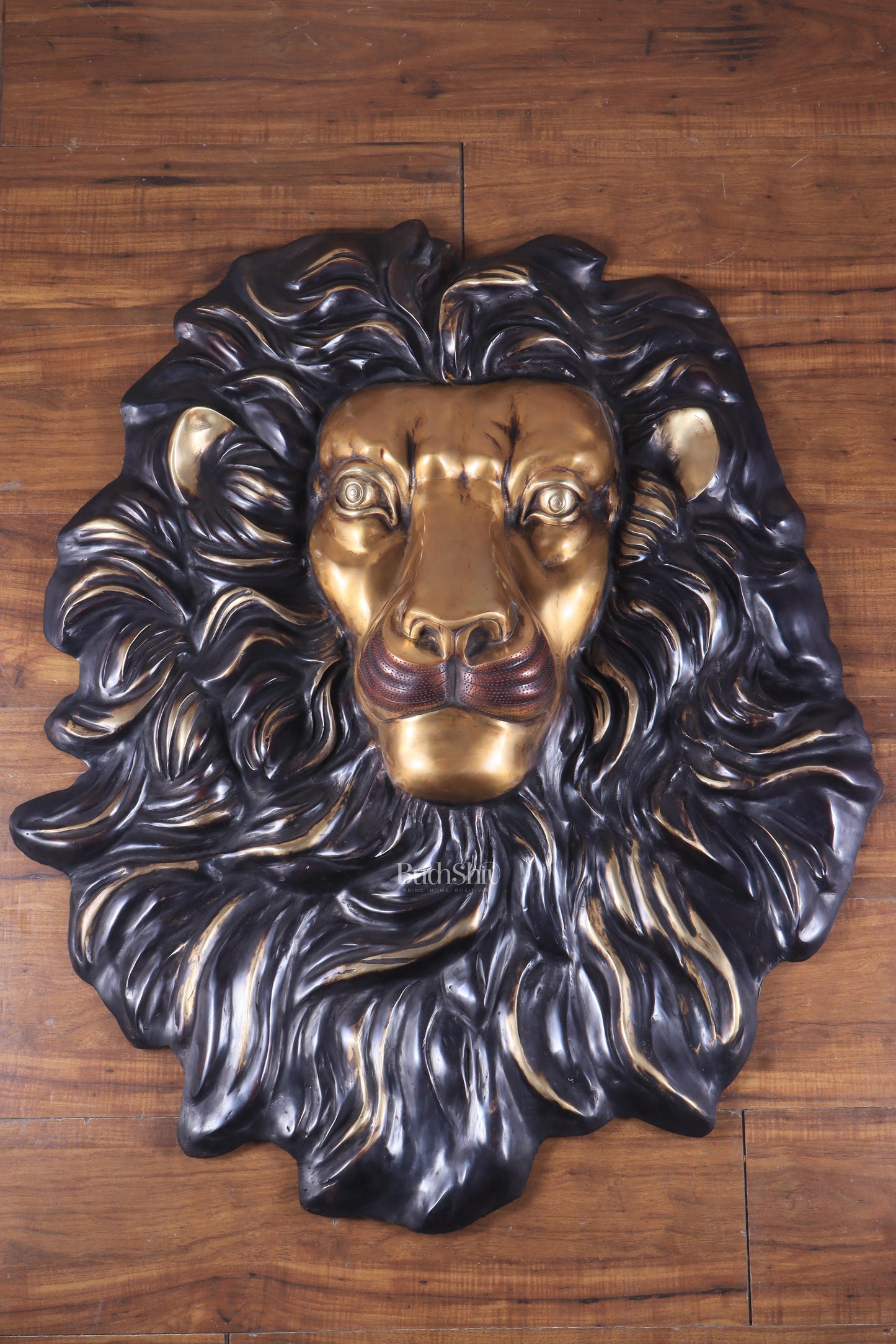 Brass Large Lion Face Wall Hanging Sculpture 40"