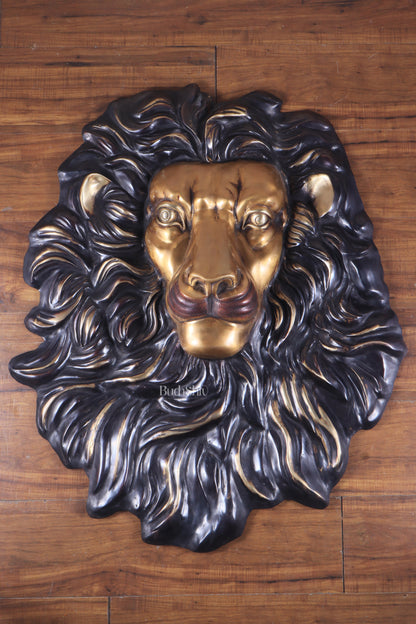 Brass Large Lion Face Wall Hanging Sculpture 40"