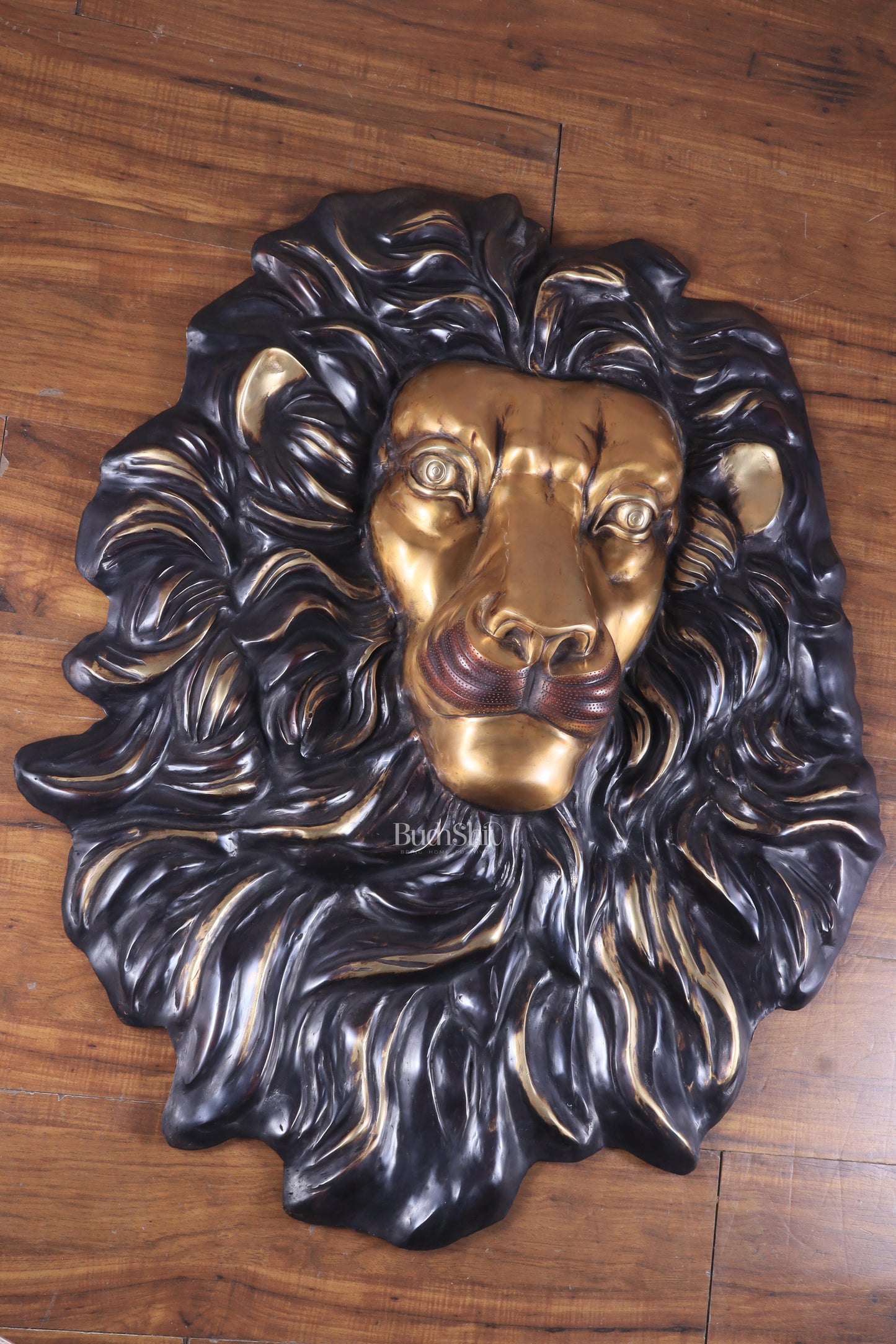 Brass Large Lion Face Wall Hanging Sculpture 40"