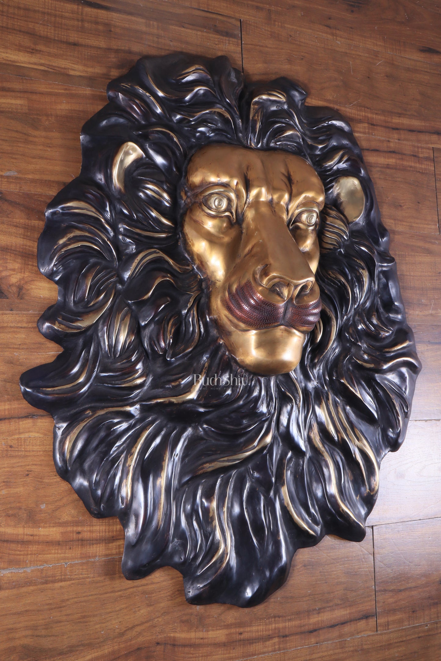 Brass Large Lion Face Wall Hanging Sculpture 40"