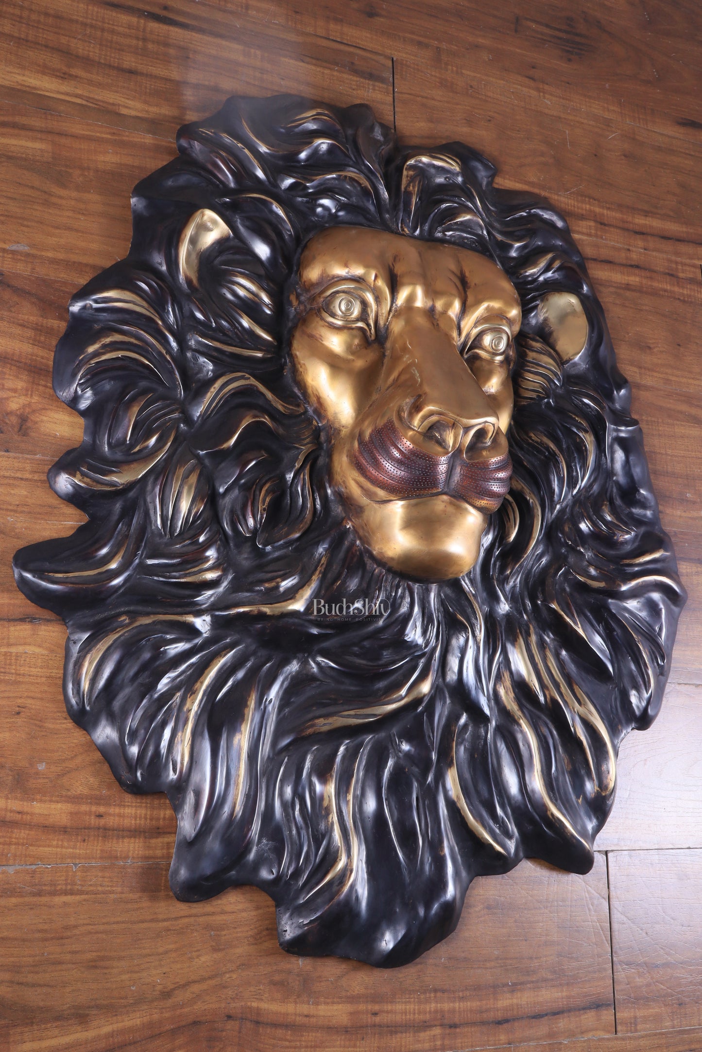 Brass Large Lion Face Wall Hanging Sculpture 40"