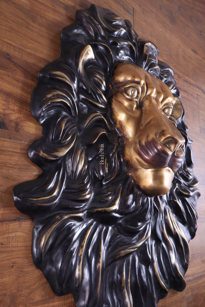 Brass Large Lion Face Wall Hanging Sculpture 40"