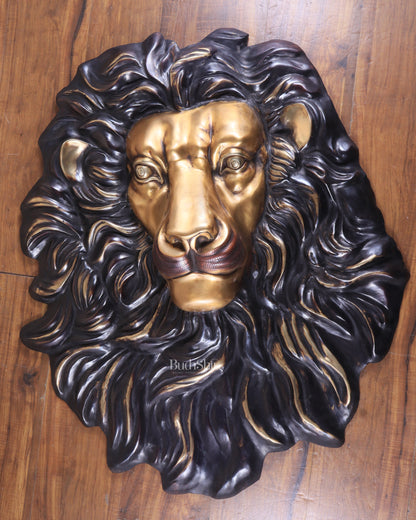 Brass Large Lion Face Wall Hanging Sculpture 40"