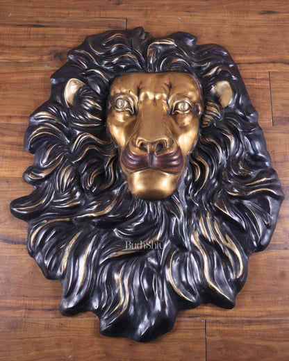 Brass Large Lion Face Wall Hanging Sculpture 40"