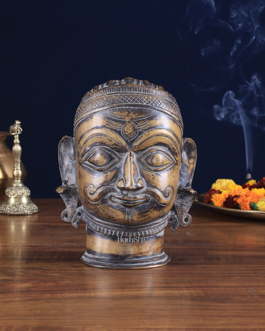 Vintage Brass Shiva head mahakaal statue mukhalingam 7.5"