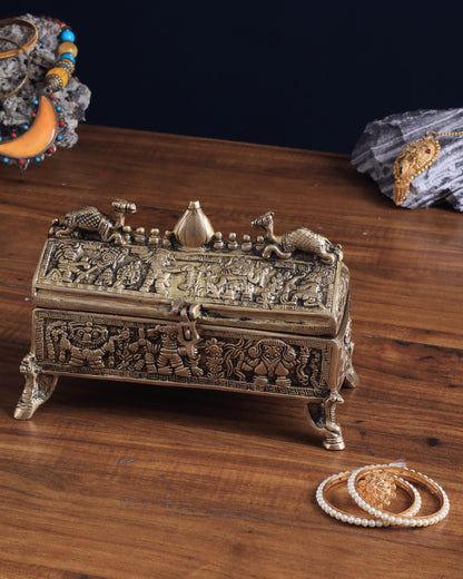 Pure Brass Multipurpose Jewelry Box – Camel Design with Intricate Carvings