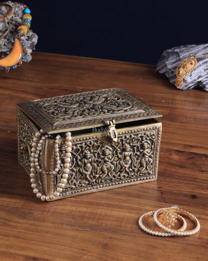 Pure Brass Unique Jewelry Treasure Storage Box – Multipurpose with Intricate Carvings