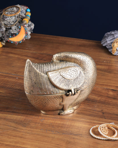 Pure Brass Unique Duck-Shaped Multipurpose Storage Box – Elegant Home Décor