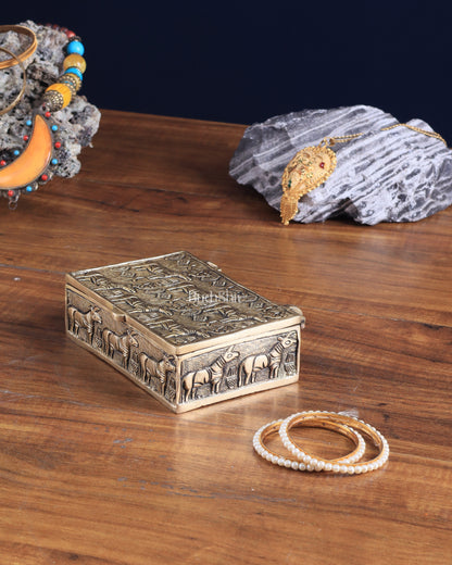 Pure Brass Harappa Design Multipurpose Storage Box