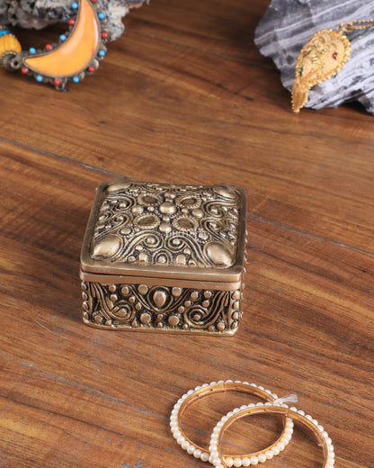 Unique Brass Square Multipurpose Storage Box