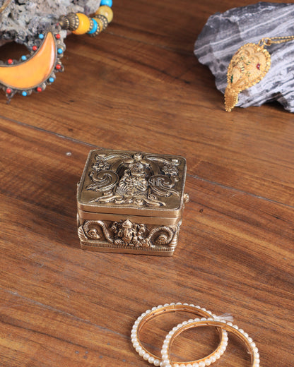 Pure Brass Small Ganesha Multipurpose Unique Storage Box