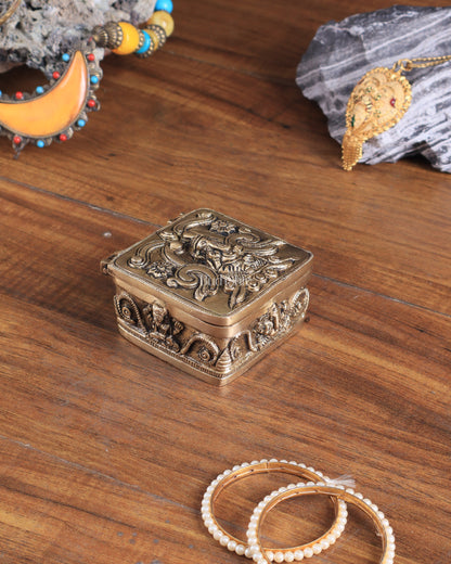 Pure Brass Small Ganesha Multipurpose Unique Storage Box