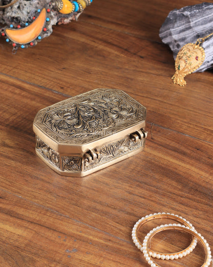 Pure Brass Floral Design Multipurpose Storage/Sindoor Box