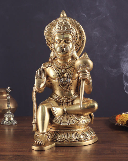 Pure Brass Superfine Large Hanuman Ji Idol | 15 Inch (38.1 cm) | Divine Strength & Protection