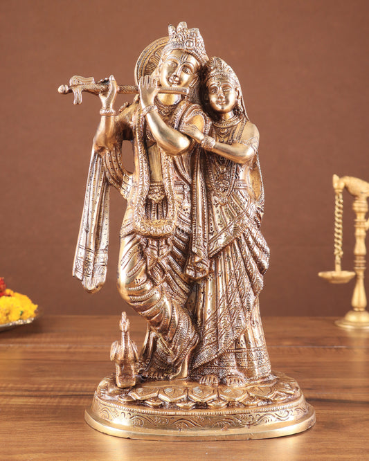 Brass Radha Krishna together Idol 12 inch