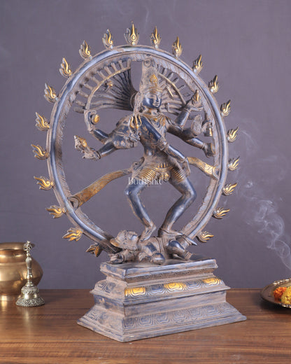 Vintage Brass Dancing Shiva as Nataraja Sculpture – 20" Height, Patina Finish