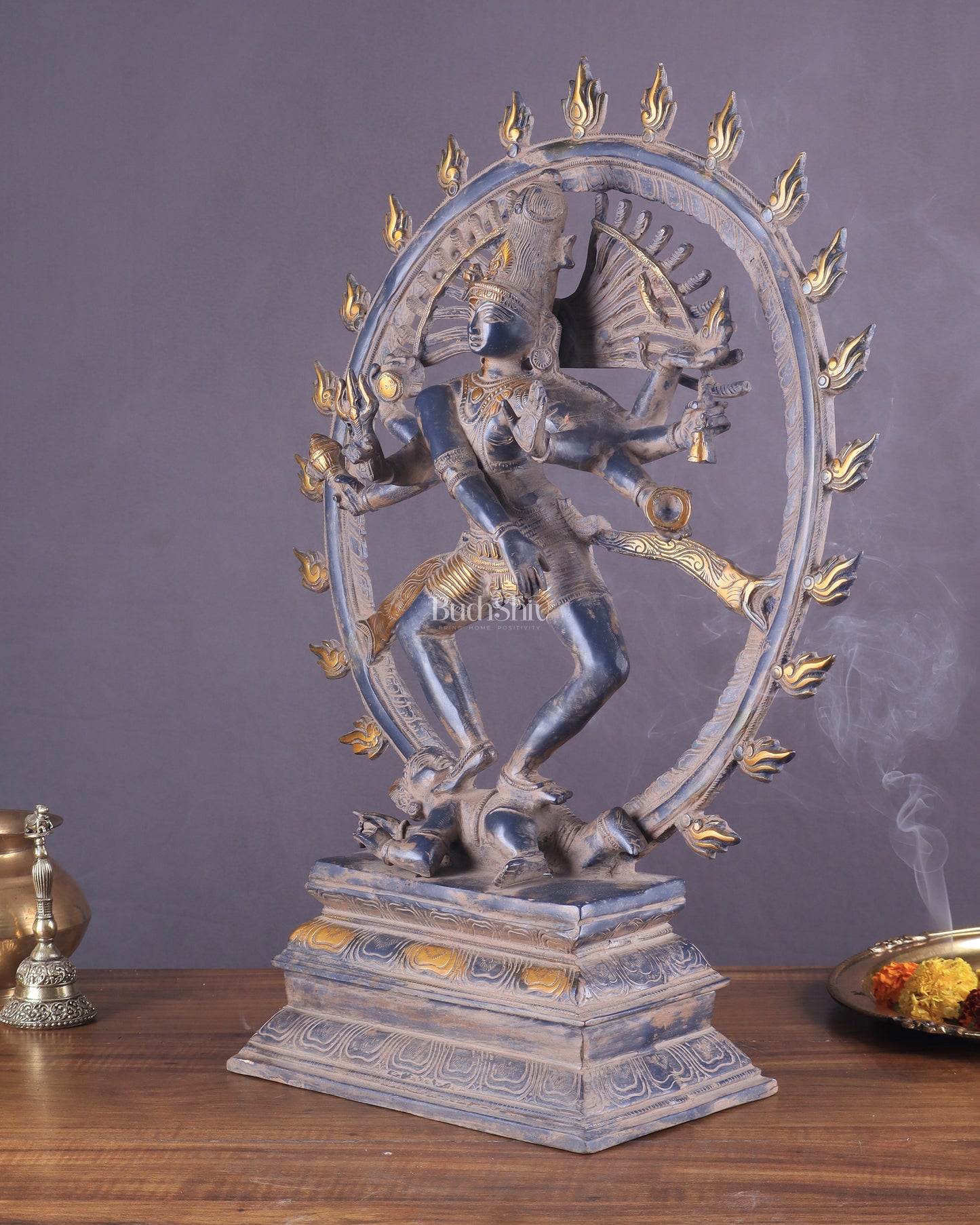 Vintage Brass Dancing Shiva as Nataraja Sculpture – 20" Height, Patina Finish