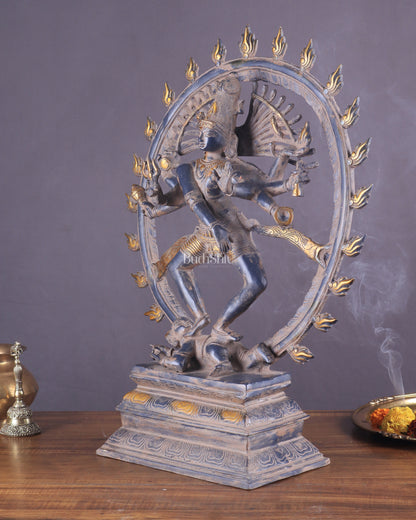 Vintage Brass Dancing Shiva as Nataraja Sculpture – 20" Height, Patina Finish